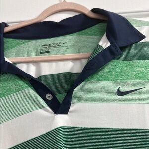 Nike Golf Green and White Striped Polo Shirt 2XL